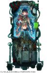  1girl blue_eyes body_horror cable full_body grin ground_vehicle iltusa medium_hair military military_vehicle monitor motor_vehicle official_art redhead restrained smile solo stasis_tank stationary_restraints submerged tank tube veins wheel white_background yuba_no_shirushi 