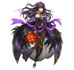  1girl alternate_costume black_hair bouquet breasts cleavage dress fire_emblem fire_emblem:_kakusei fire_emblem_heroes flower long_hair official_art senchat simple_background solo tharja tiara 