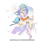  1girl bare_shoulders blue_hair dress fire_emblem fire_emblem:_rekka_no_ken fire_emblem_heroes flower full_body hair_ornament long_hair mamkute nagisa_kurousagi ninian official_art open_mouth red_eyes solo torn_clothes white_background 