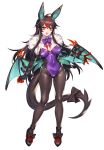  1girl belt bunnysuit dragon_tail gen_6_pokemon gloves highres image_sample katagiri_hachigou leotard noivern pantyhose personification pokemon ribbon shoe_ribbon solo tail tail_ribbon twitter_sample wings 