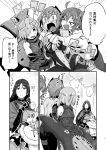  &gt;_&lt; ... 5girls ? ahoge bare_shoulders blush fate/grand_order fate_(series) fujimaru_ritsuka_(female) glomp hair_over_one_eye hassan_of_serenity_(fate) hug jeanne_d&#039;arc_(fate)_(all) jeanne_d&#039;arc_alter_santa_lily looking_at_another mash_kyrielight minamoto_no_raikou_(fate/grand_order) multiple_girls open_mouth sample shield spoken_ellipsis spoken_question_mark sweat torichamaru 