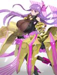  0dicol0 1girl belt_collar bow breasts claws fate/extra fate/extra_ccc fate/grand_order fate_(series) hair_ribbon highres huge_breasts long_hair looking_at_viewer o-ring_top passion_lip pink_eyes purple_hair ribbon shoulder_cutout skirt solo very_long_hair 