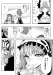  !!? 6+girls ? absurdres bb_(fate/extra_ccc) blush bowl circe_(fate/grand_order) closed_eyes comic commentary_request eighth_note fang fate/grand_order fate_(series) fire forked_tongue fujimaru_ritsuka_(female) greyscale habit hairband heart highres jealous kiyohime_(fate/grand_order) kuroyamada light_bulb lolita_hairband long_hair long_sleeves monochrome multiple_girls musical_note peeking_out pointy_ears sesshouin_kiara shaded_face short_hair smile spoken_heart spoken_light_bulb spoken_question_mark stheno sweat tongue tongue_out translation_request twintails 