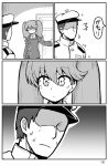  admiral_(kantai_collection) comic door faceless faceless_male frown greyscale hat japanese_clothes kantai_collection kariginu military military_hat military_uniform monochrome okitsugu ryuujou_(kantai_collection) sweat translation_request twintails uniform 