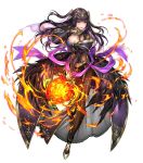  1girl bangs black_hair bouquet breasts cleavage dress fire_emblem fire_emblem:_kakusei fire_emblem_heroes flower full_body hair_ornament high_heels highres holding large_breasts long_hair looking_away official_art open_mouth see-through senchat solo tharja transparent_background 