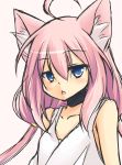  1girl ahoge animal_ears cat_ears hinata_channel kitagawa_kagura long_hair low_twintails nekomiya_hinata open_mouth pink_hair solo twintails upper_body vest virtual_youtuber white_vest 