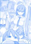  6+girls ? ai-chan_(tawawa) blue breasts commentary getsuyoubi_no_tawawa himura_kiseki large_breasts mount_fuji mountain multiple_girls necktie spoken_question_mark train_interior volley-bu-chan_(tawawa) 