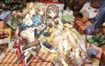  3girls artist_request cookie food gift girls_frontline gun k-2_(girls_frontline) multiple_girls rfb_(girls_frontline) suomi_kp31_(girls_frontline) thigh-highs torn_clothes torn_thighhighs weapon 