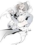  1girl arm_guards artist_name bowalia breasts brown_eyes brown_hair choker cleavage collarbone dead_or_alive fighting kasumi_(doa) large_breasts ninja open_mouth panties pelvic_curtain ponytail side-tie_panties signature solo thigh-highs underwear white_legwear 