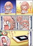 &gt;_&lt; 2girls ^_^ bang_dream! bangs blue_eyes blunt_bangs blush bug button_eyes cellphone charm_(object) closed_eyes comedy comic crying emphasis_lines fly flying_sweatdrops high-waist_skirt highres hug insect kyou_(user_gpks5753) long_hair long_sleeves low_twintails meta motion_blur multiple_girls o_o open_mouth phone pink_hair playing_games redhead screaming short_sleeves skirt smartphone smile translation_request trembling turn_pale twintails udagawa_tomoe uehara_himari waving_arm wavy_mouth