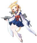  1girl :o ahoge animal_ears ariake_(azur_lane) artist_request azur_lane bangs bare_shoulders bell black_choker blonde_hair blue_hakama blue_ribbon blue_sailor_collar blue_skirt blunt_bangs breasts cat_ears cat_tail choker collarbone eyebrows eyelashes eyes_visible_through_hair fang fingernails full_body geta hair_bell hair_intakes hair_ornament hakama hakama_skirt hip_vent jacket japanese_clothes jingle_bell long_fingernails long_sleeves machinery medium_breasts miniskirt nail_polish neckerchief obi off_shoulder official_art pantyhose pink_nails pleated_skirt red_neckwear ribbon ribbon-trimmed_clothes ribbon_trim sailor_collar sash short_hair simple_background skirt sleeves_past_wrists solo tachi-e tail tareme transparent_background turret violet_eyes white_legwear wide_sleeves 