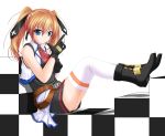  boots gloves mahou_shoujo_lyrical_nanoha mahou_shoujo_lyrical_nanoha_strikers orange_hair teana_lanster thigh-highs thighhighs twintails 