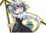  grey_hair highres jewelry marker_(medium) milkpanda mouse mouse_ears mouse_tail nazrin necklace pendant red_eyes tail touhou traditional_media 