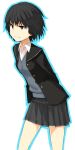  1girl amagami black_hair blazer nanasaki_ai school_uniform short_hair skirt solo sweater_vest vest yu_65026 