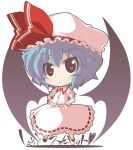  blue_hair chibi crazy_developers hands_on_hips hat red_eyes remilia_scarlet short_hair touhou wings wrist_cuffs 