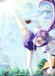  ameru.miro baseball clannad fujibayashi_kyou long_hair ponytail purple_hair school_uniform thigh-highs thighhighs very_long_hair white_legwear 