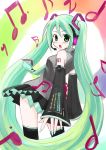  futari_no_ana green_eyes green_hair hatsune_miku long_hair necktie ootaka_narumi skirt thigh-highs thighhighs twintails vocaloid 