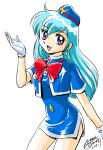  gloves green_hair highres long_hair nishikawa_shinji stewardess tenjouin_katsura yat_anshin_uchuu_ryokou 