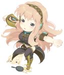  akusyu armband armlet blush chibi double_lariat_(vocaloid) frying_pan headphones long_skirt lowres megurine_luka pink_hair side_slit thigh-highs thighhighs vocaloid 