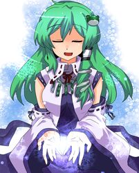   detached_sleeves closed_eyes green_hair kochiya_sanae long_hair toro_(pixiv) touhou  