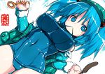  bad_id bag blue_eyes blue_hair breasts hat kawashiro_nitori key large_breasts one-piece_swimsuit rondo_bell school_swimsuit short_hair swimsuit touhou twintails 
