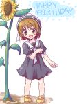  brown_hair child clannad dress flower hat lowres okazaki_ushio school_uniform sunflower yoshi_(koloio) 