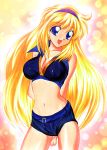  blue_eyes long_hair marker_(medium) midriff navel original race_queen racequeen traditional_media very_long_hair yadokari_genpachirou 