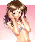  blue_eyes breast_press breasts brown_hair katahira_masashi original swimsuit 