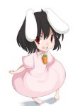  bad_id barefoot black_hair bunny_ears carrot chibi highres inaba_tewi rabbit_ears red_eyes short_hair shouji_ayumu smile syouji_ayumu touhou 