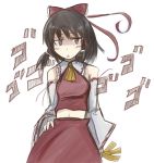  angry bare_shoulders black_hair brown_hair detached_sleeves flat_chest hakurei_reimu japanese_clothes midriff miko sketch touhou 