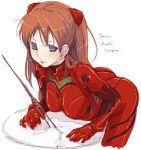  blue_eyes brown_hair face kyo kyo_(kuroichigo) lance_of_longinus neon_genesis_evangelion plugsuit souryuu_asuka_langley table 