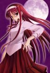  full_moon hairband inui_sekihiko long_hair long_skirt melty_blood moon red_hair red_skirt redhead skirt tohno_akiha toono_akiha tsukihime type-moon vermillion_akiha 