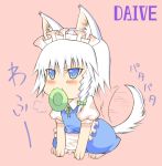  daive dog_ears dog_tail frisbee inu_sakuya izayoi_sakuya kemonomimi_mode tail tail_wagging touhou 