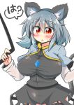  1girl animal_ears blush breasts confused eyebrows_visible_through_hair grey_hair highres large_breasts looking_at_viewer nazrin open_mouth red_eyes rindou_(p41neko) solo touhou 