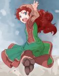  1girl commentary_request curly_hair dragon_quest dragon_quest_vii graphite_(medium) long_hair looking_at_viewer maribel_(dq7) redhead samuhara solo traditional_media 