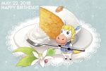  ! 1boy animal_ears ansoni_(doubutsu_no_mori) blue_background cake carrot dated doubutsu_no_mori epaulettes food furry happy_birthday horse horse_ears horse_tail no_humans open_mouth solo tail tsutsuji_(hello_x_2) 