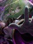  1girl absurdres armor doll_joints duel_monster el_shaddoll_winda eyebrows_visible_through_hair floating_hair foreshortening green_eyes green_hair highres joints long_hair looking_down milmir outstretched_arm outstretched_hand puppet_strings solo string upper_body yu-gi-oh! 