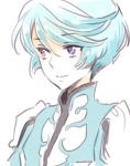  1boy androgynous blue_eyes blue_hair eyebrows_visible_through_hair light_smile looking_away looking_to_the_side male_focus mikleo_(tales) solo tales_of_(series) tales_of_zestiria upper_body 