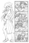  ! !! 4koma afterimage akiyama_yukari angry arm_up bbb_(friskuser) blush bow bowtie clenched_hand closed_eyes comic commentary_request dodging flint_(girls_und_panzer) girls_und_panzer hair_between_eyes hand_on_another&#039;s_head hat heart highres holding holding_microphone long_hair long_sleeves maid_headdress microphone monochrome murakami_(girls_und_panzer) neckerchief nishizumi_miho nose_blush ooarai_school_uniform pleated_skirt sailor_hat school_uniform serafuku skirt smile spoken_exclamation_mark star translation_request 