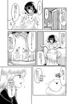  4girls animal_ears barefoot blazer bunny_tail comic dress greyscale highres inaba_tewi jacket long_hair mana_(tsurubeji) monochrome multiple_girls rabbit rabbit_ears reisen_udongein_inaba short_hair short_sleeves tail touhou translation_request 