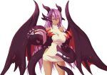  1girl animal_ears bangs bare_shoulders claws closed_mouth commission cowboy_shot cyzir_visheen dragon_horns dragon_tail dragon_wings eyebrows_visible_through_hair gold_teeth hair_between_eyes heart horns jabberwock_(monster_girl_encyclopedia) long_hair looking_at_viewer monster_girl_encyclopedia multicolored_hair purple_hair red_eyes ribbed_sweater smile solo standing streaked_hair sweater sweater_vest tail tentacle transparent_background very_long_hair wings 