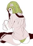  1girl ass blush genderswap genderswap_(mtf) green_(konkichi) highres konkichi_(flowercabbage) original oversized_clothes 