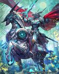  1boy armor armored_boots boots cape cardfight!!_vanguard company_name faceless faceless_male gloves helmet horse lack male_focus official_art polearm shrouded_divine_knight_gablade solo sparkle spear sword weapon 
