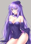  bare_shoulders blue_eyes blush breasts cleavage covered_navel cowboy_shot detached_collar dress dress_lift elbow_gloves flower gloves hair_flower hair_ornament long_hair medium_breasts muwa12 neptune_(series) open_mouth panties power_symbol purple_dress purple_flower purple_hair purple_heart purple_panties purple_rose rose skin_tight string_panties symbol-shaped_pupils underwear very_long_hair 