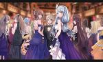  6+girls alternate_costume armlet bangs bare_shoulders black_bow black_dress blonde_hair blue_eyes blue_hair blurry blurry_background blush bow bowtie braid breasts brown_hair choker closed_mouth collarbone crown crown_braid dress dsr-50_(girls_frontline) evo_3_(girls_frontline) eyebrows_visible_through_hair facepaint fang flower formal g36_(girls_frontline) girls_frontline gloves green_eyes green_hair grizzly_mkv_(girls_frontline) hair_between_eyes hair_bow hair_flower hair_ornament hair_ribbon hair_rings hairclip highres hk416_(girls_frontline) idw_(girls_frontline) large_breasts layered_dress light_particles long_hair looking_at_viewer m1903_springfield_(girls_frontline) m1918_bar_(girls_frontline) m950a_(girls_frontline) medium_breasts mini_crown monocle mosin-nagant_(girls_frontline) multi-tied_hair multiple_girls one_side_up open_mouth parted_lips purple_dress purple_hair purple_ribbon red_eyes redhead ribbon shawl shirt short_hair shoulder_blades sidelocks small_breasts smile strapless strapless_dress striped_vest suit sunglasses teardrop twintails ump45_(girls_frontline) ump9_(girls_frontline) very_long_hair wa2000_(girls_frontline) xyufsky zas_m21_(girls_frontline) 