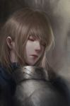  1girl artoria_pendragon_(all) blonde_hair breastplate closed_eyes commentary english_commentary fate/stay_night fate_(series) lips medium_hair portrait saber sleeping solo viet_le_quoc 