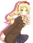  1girl blonde_hair blush bow breasts brown_eyes drill_hair eromanga_sensei hair_bow hairband highres long_hair looking_at_viewer miyu19996513 pointy_ears small_breasts smile solo twin_drills yamada_elf 