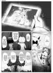  2girls ? comic english eurasian_eagle_owl_(kemono_friends) frankseven greyscale head_wings highres kemono_friends monochrome multiple_girls northern_white-faced_owl_(kemono_friends) photo_(object) shaded_face short_hair tears younger 