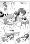  2girls =3 animal armband bangs blouse blunt_bangs bob_cut bush cat closed_eyes closed_mouth comic eyebrows_visible_through_hair frown girls_und_panzer gloom_(expression) grass greyscale hairband hands_on_hips holding holding_animal leaning_forward loafers long_hair long_sleeves looking_at_another lying miniskirt monochrome multiple_girls neckerchief on_back ooarai_school_uniform open_mouth ouma_bunshichirou outdoors outside_border pleated_skirt reizei_mako school_uniform serafuku shoes short_hair sigh skirt sleeping socks sono_midoriko standing sweatdrop translation_request trembling 