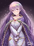  1girl absurdly_long_hair belly_chain blush cape cloak dress fire_emblem fire_emblem:_fuuin_no_tsurugi ippers jewelry long_hair open_mouth purple_hair sofiya solo very_long_hair violet_eyes 